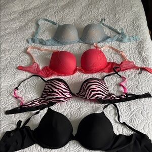 Elegant Women's Lace Bra Set - Blue, Salmon, Pink & Black Zebra, Black